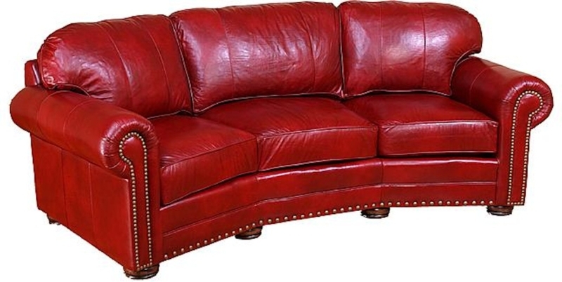 Rich Red Leather Curved Chesterfield Sofa