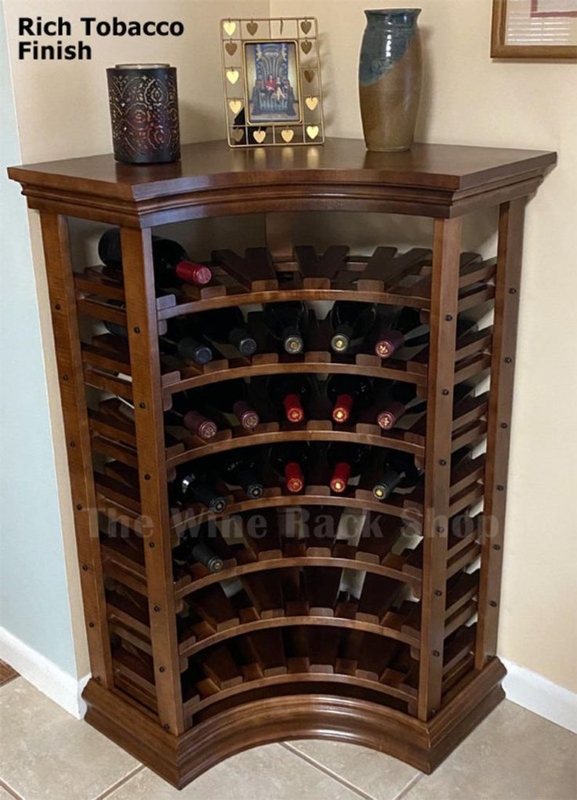 Rich Tobacco Finish Corner Wine Rack Shelf
