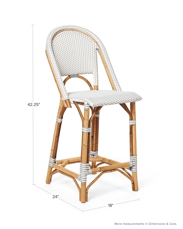 Riviera Rattan Bar Stool with White Woven Seat