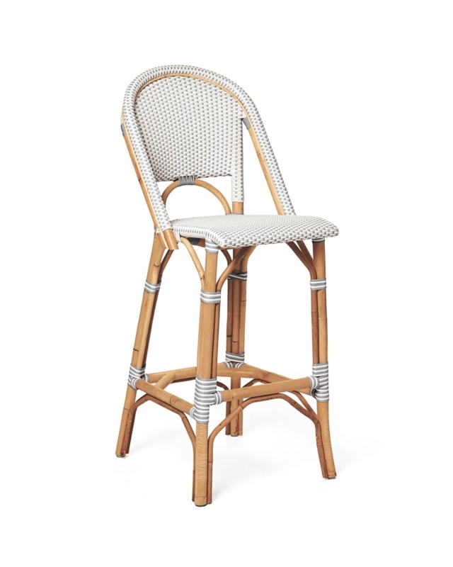 Riviera Rattan Bar Stool with Woven White Seat