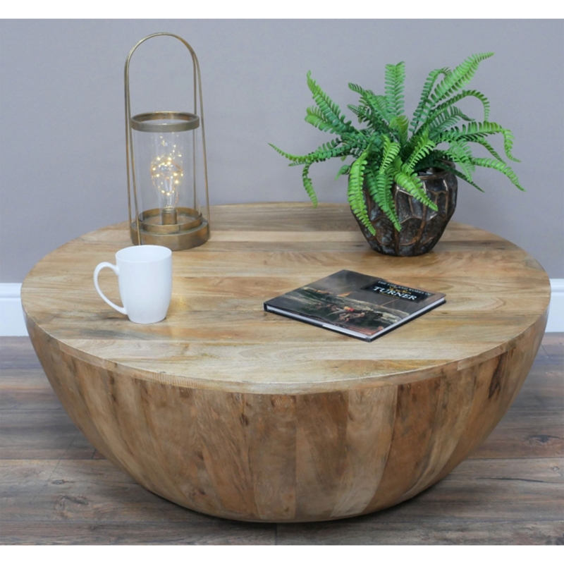 Round Solid Wood Curved Coffee Table Design