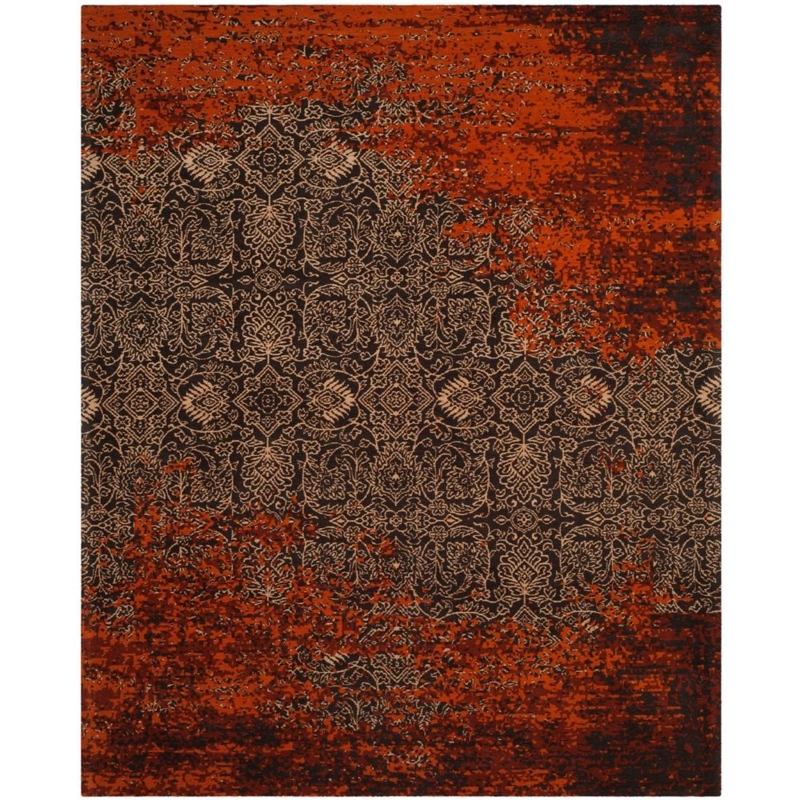 Rust and Brown Vintage Patterned Area Rug