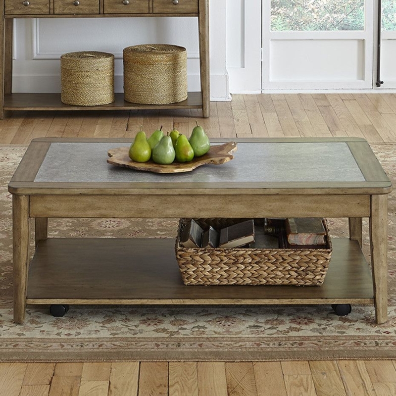 Rustic Coastal Coffee Table with Mixed Materials