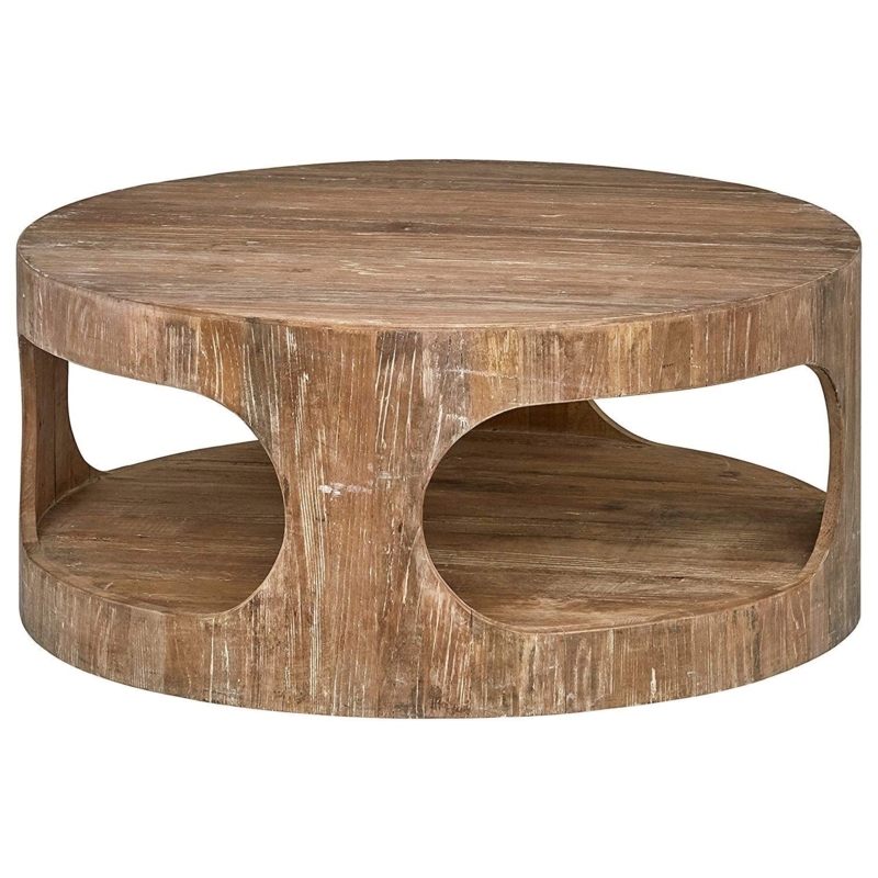 Rustic Coastal Round Wooden Coffee Table