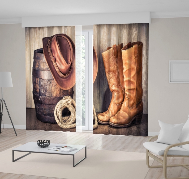 Rustic Cowboy Print Curtains for Living Room