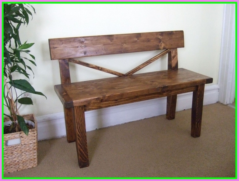 Rustic DIY Solid Wood Dining Bench with Backrest