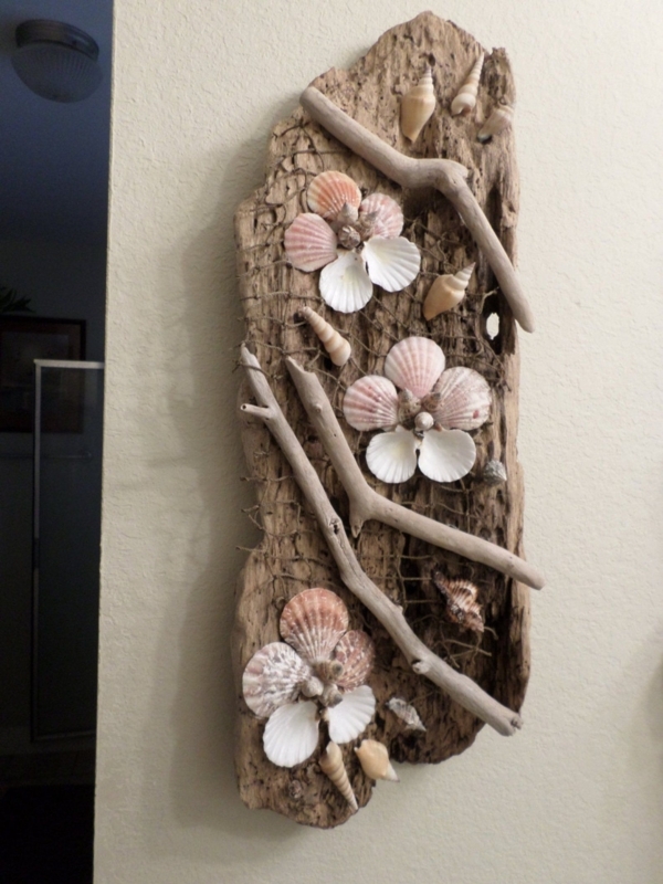 Rustic Driftwood and Seashell Coastal Wall Art