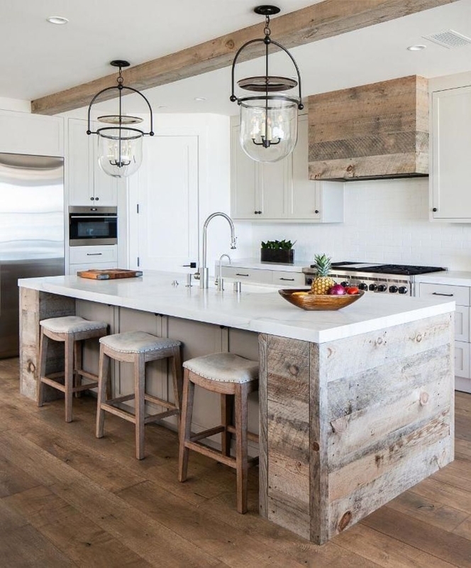 Rustic Farmhouse Kitchen Island with Wooden Accents