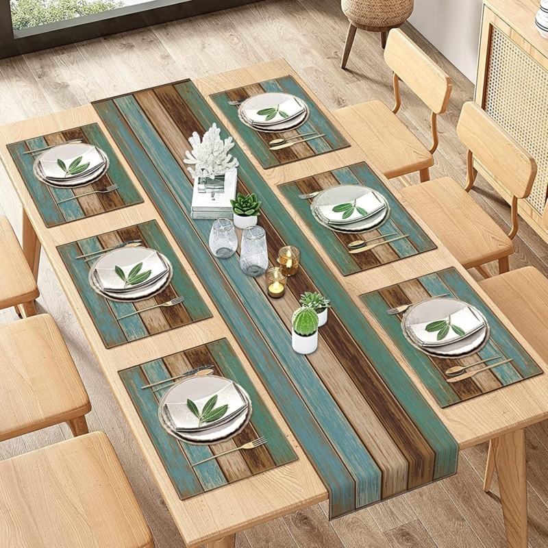 Rustic Farmhouse Table Runner and Placemats Set