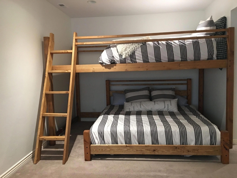 Rustic Full Size Bunk Bed Loft with Ladder