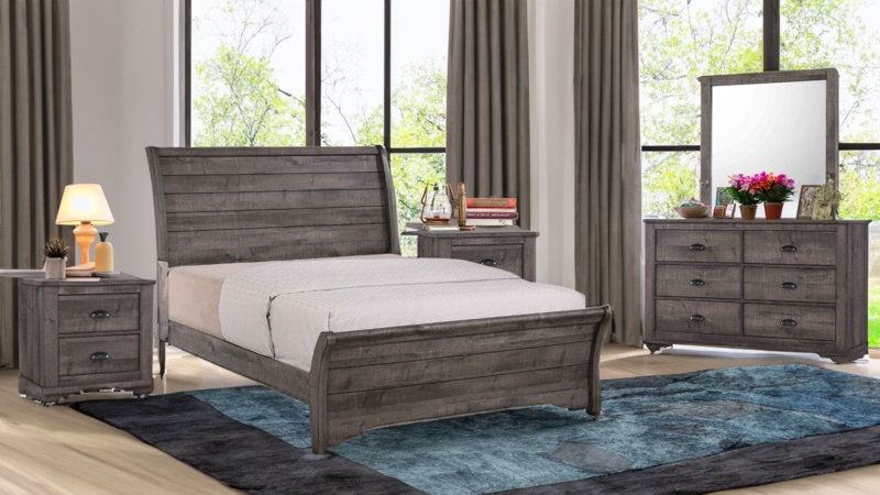 Rustic Gray Wood Millwood Pines Bedroom Set