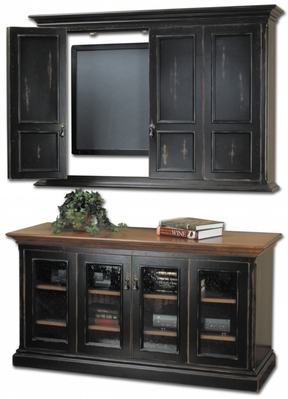 Rustic Hidden TV Unit with Storage Cabinet