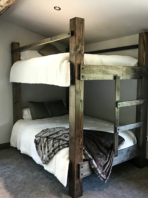 Rustic High-End King Size Wooden Bunk Bed