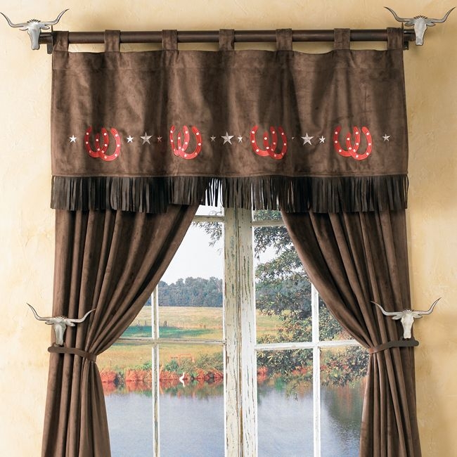 Rustic Horseshoe Curtains with Western Decor Accents