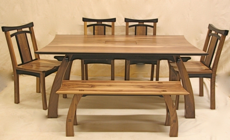 Rustic Japanese Teak Wood Dining Table Set