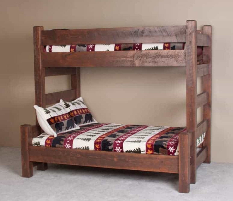 Rustic Lodge Style XL Twin Over Queen Bunk Bed