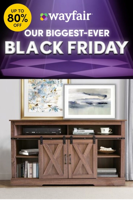 Rustic Modern Farmhouse TV Stand with Sliding Doors