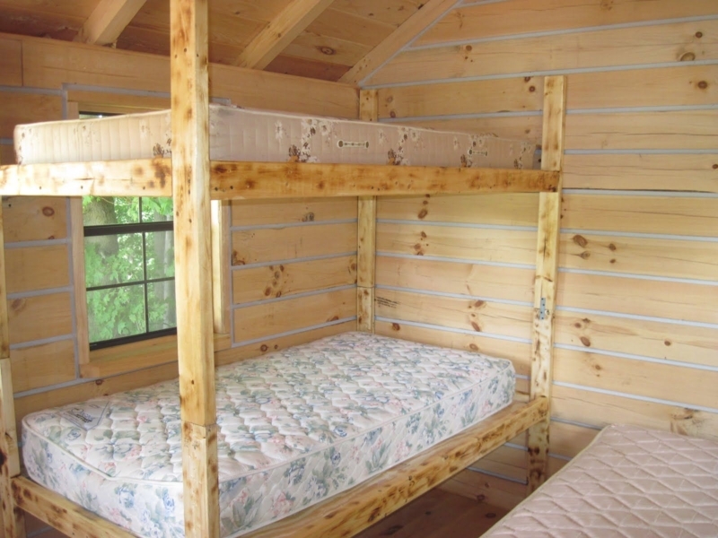 Rustic Queen Over Queen Bunk Bed in Cabin
