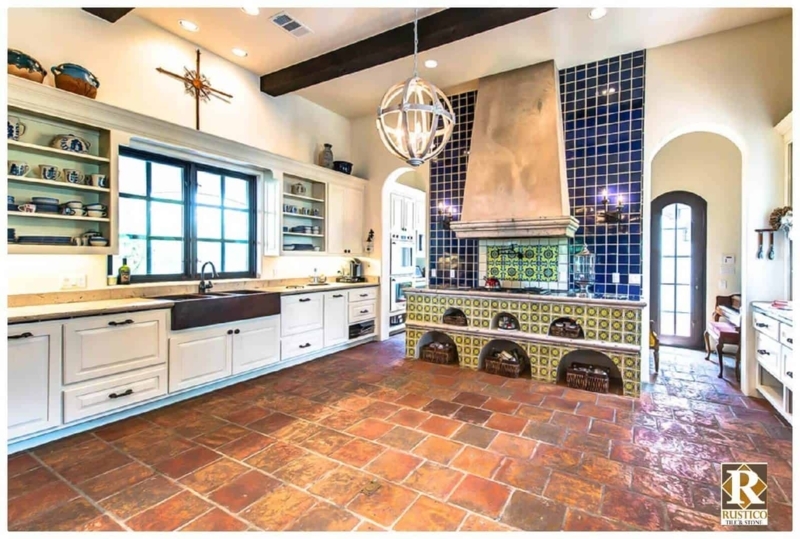 Rustic Saltillo Terracotta Tile Kitchen Flooring