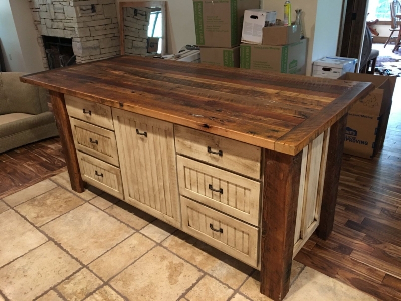 Rustic Shabby Chic Kitchen Island with Storage Drawers