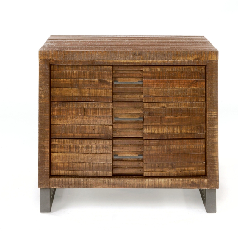 Rustic Solid Wood Nightstand with Textured Finish