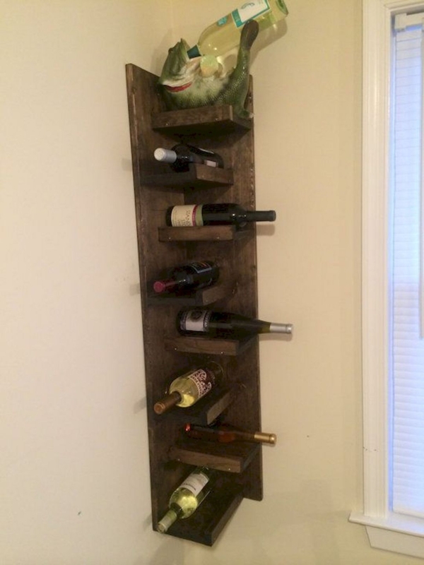 Rustic Wall-Mounted Small Corner Wine Rack