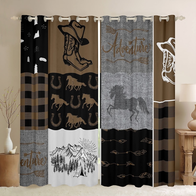 Rustic Western Cowboy Curtains for Farmhouse Decor