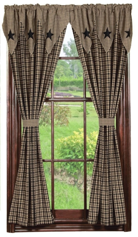 Rustic Western Plaid Curtains with Star Accents
