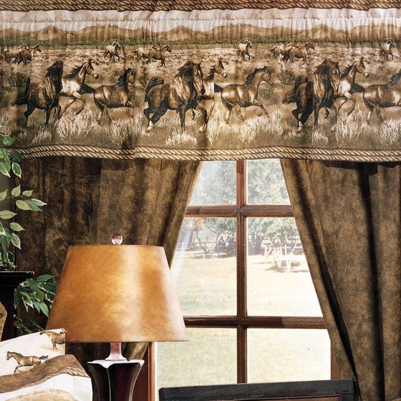 Rustic Wild Horses Valance Bedroom Window Treatment