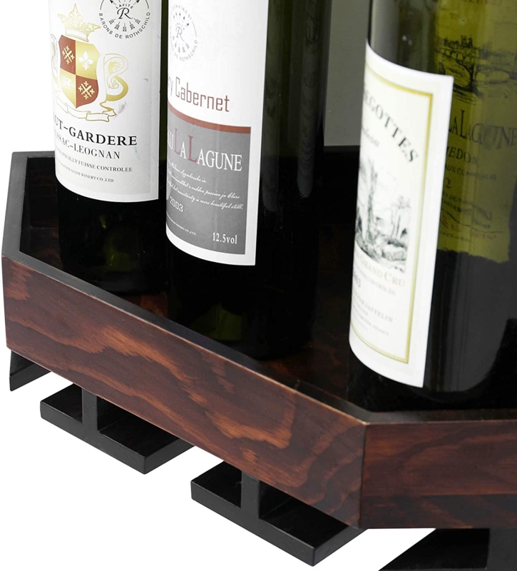 Rustic Wood Corner Floating Wine Shelf Rack