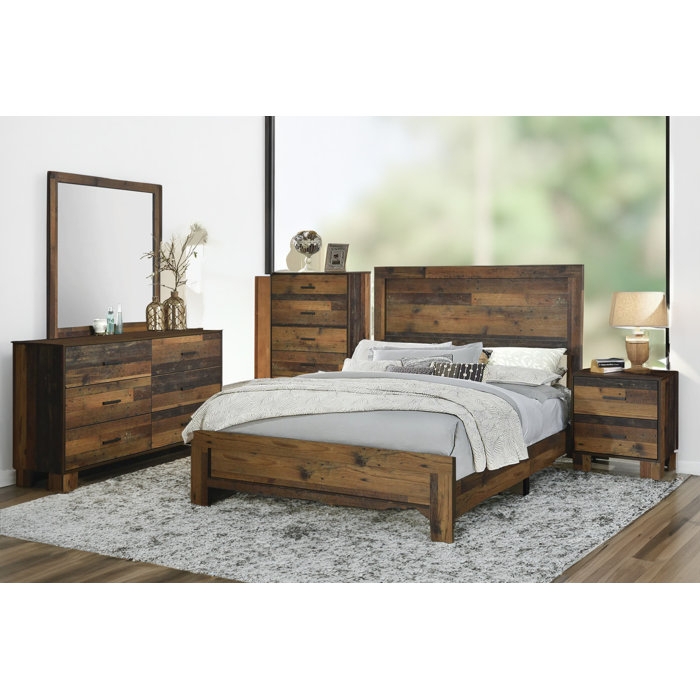 Rustic Wooden Bedroom Set with Modern Accents