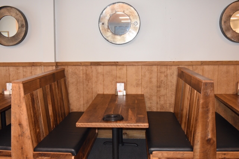 Rustic Wooden Booth Dining Room Table Setup