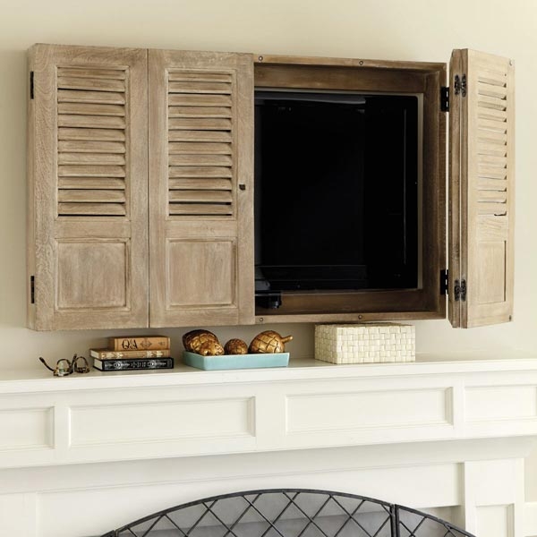 Rustic Wooden Cabinet Conceals TV Stylishly