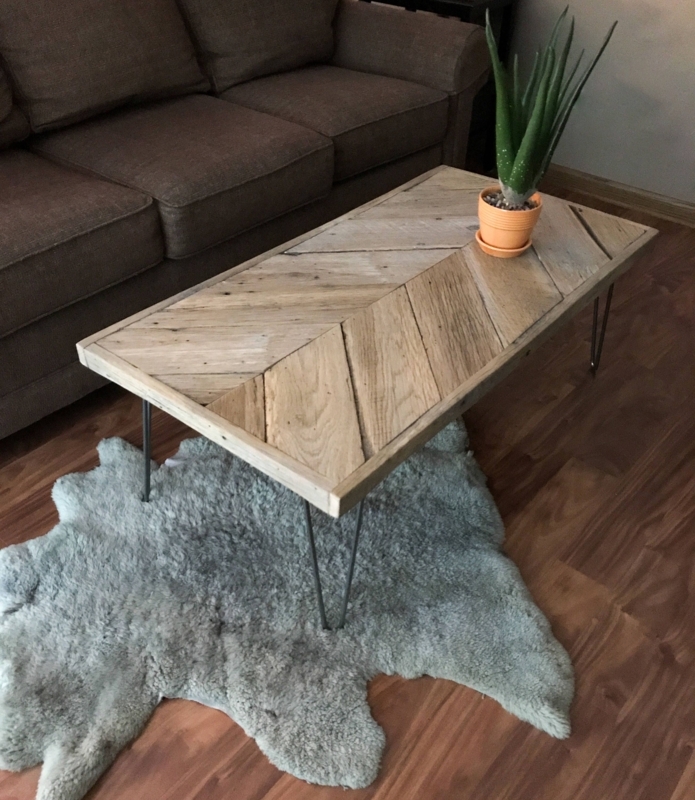 Rustic Wooden Coffee Table with Metal Legs