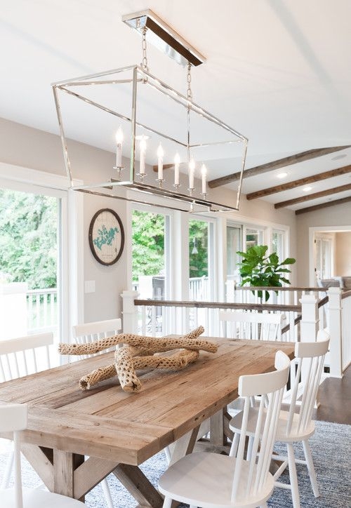 Rustic Wooden Dining Table with Coastal Decor