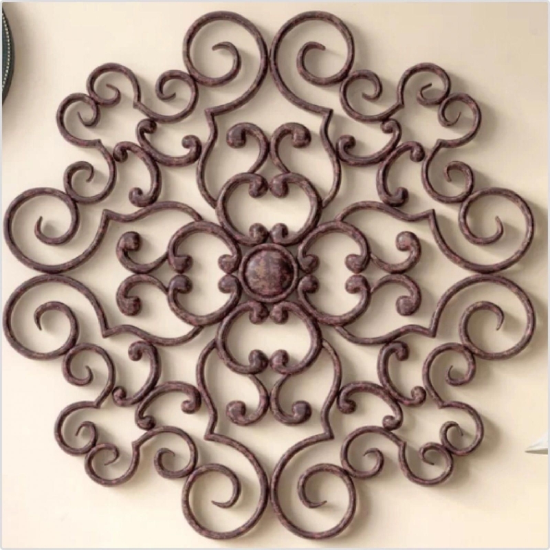 Rustic Wrought Iron Wall Art with Scroll Design