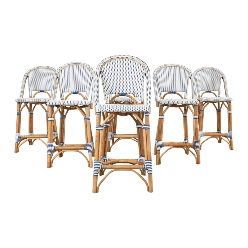Serena and Lily Riviera Rattan Swivel Barstools Set