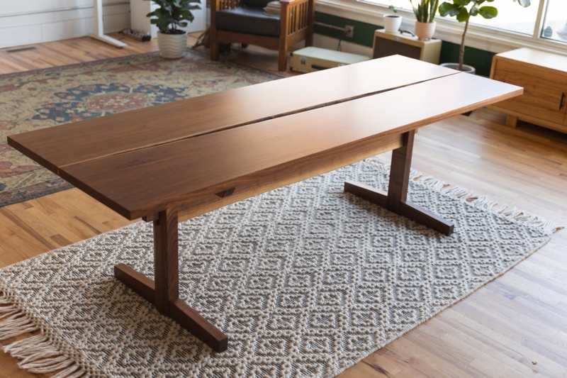 Shuhari Black Walnut Japanese Trestle Dining Table