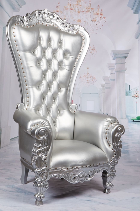 Silver High Back King and Queen Wedding Throne Chair