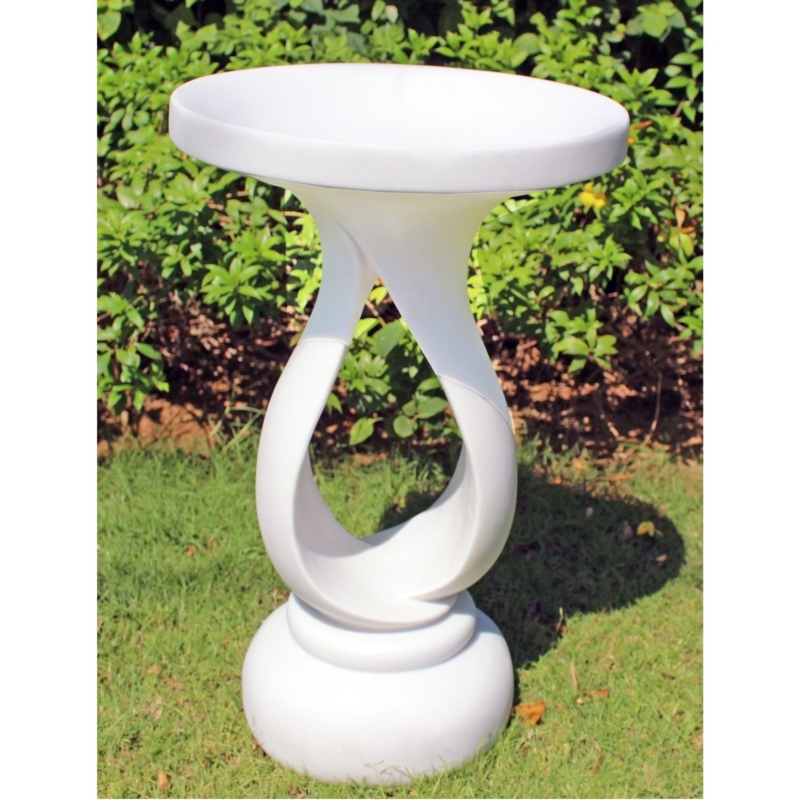 Sleek White Marble Contemporary Bird Bath