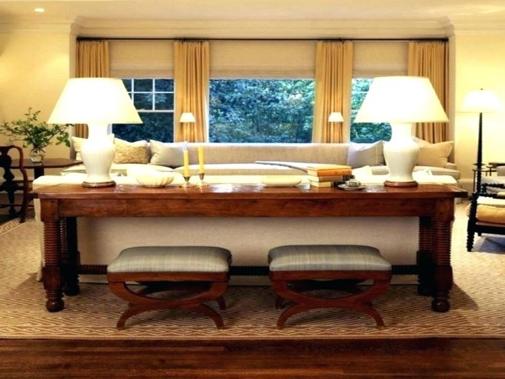 sofa tables with stools long console table behind large sof | Table ...