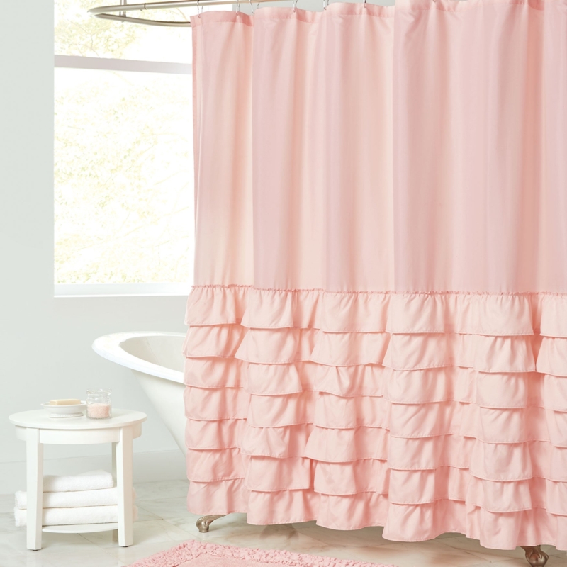 Soft Pink Ruffled Shower Curtain for Elegant Bathrooms