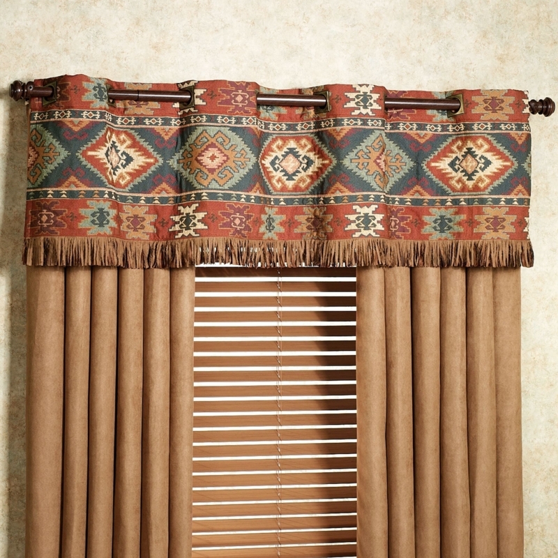 Southwestern Canyon Ridge Wide Grommet Valance in Saddle Brown