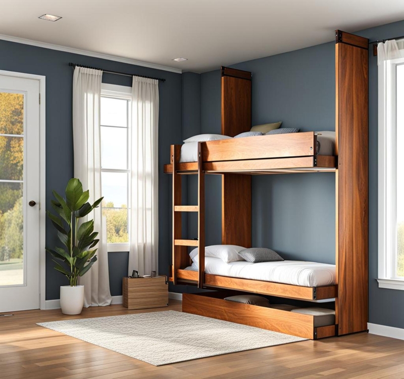 Space-Saving DIY Murphy Bunk Beds Design