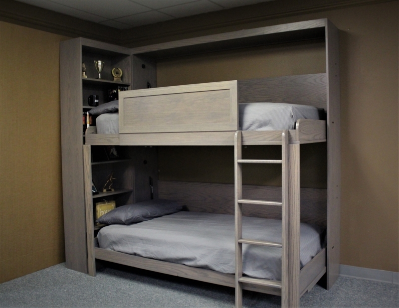 Space-Saving Murphy Bunk Bed With Built-In Shelves