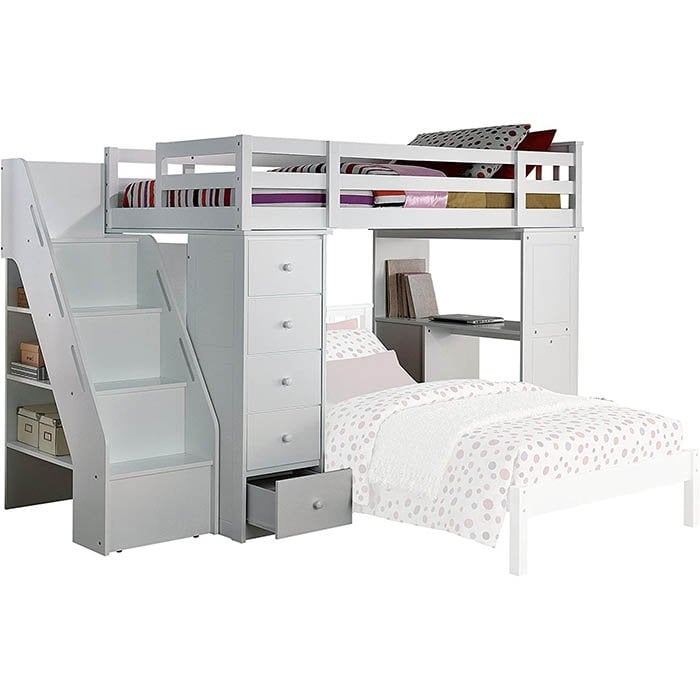 Space-Saving White Acme Freya Loft Bed with Storage
