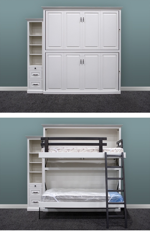Space-Saving White Murphy Bunk Beds with Storage