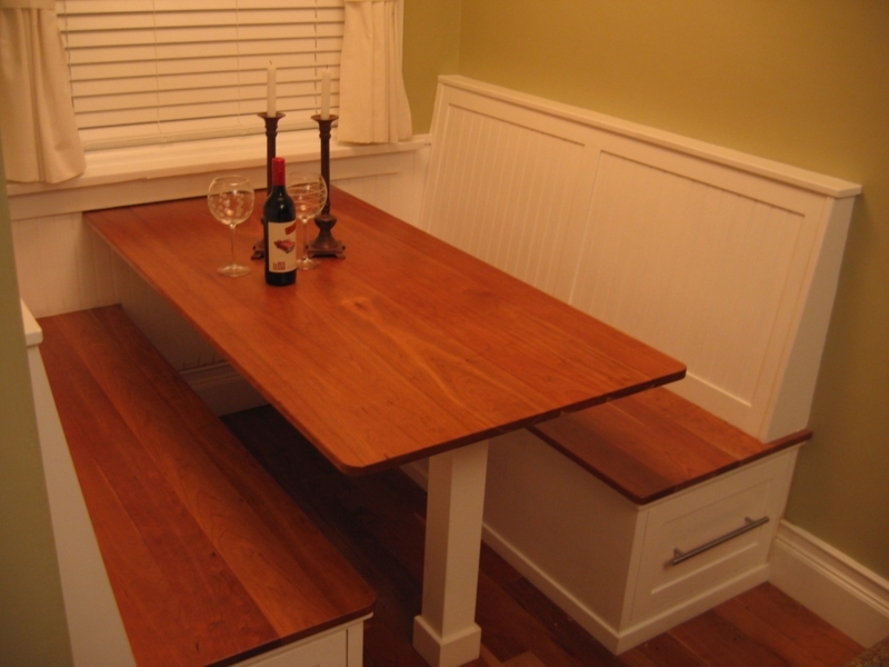 Space-Saving Wooden Kitchen Booth with Storage Drawers
