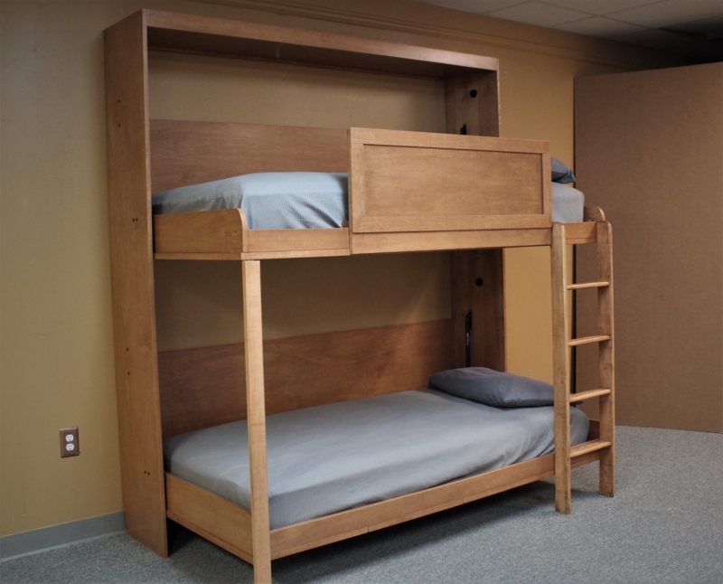 Space-Saving Wooden Murphy Bunk Bed Design