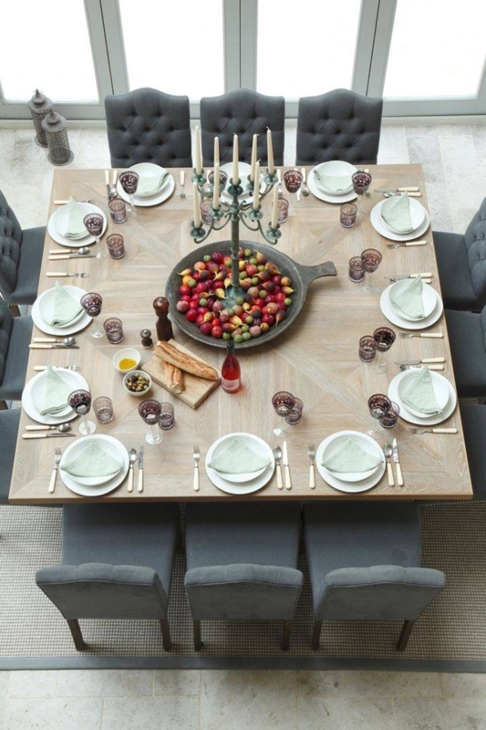 Spacious Elegant Square Dining Table for 12 Guests